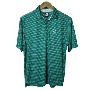 FootJoy Mens Size Medium Green White Palm Tree Polo Shirt Eagle Point Golf Club